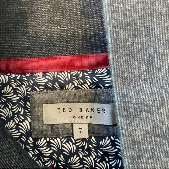 Ted Baker London 1/4 Zip Pullover Sweater Leather Trim Grey Size 7 - Picture 13 of 14